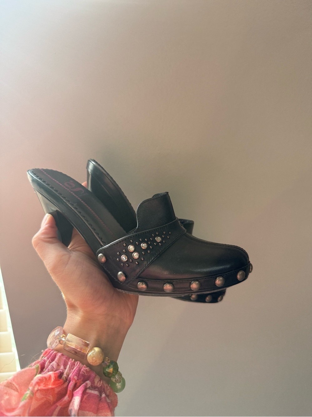 Vintage Y2K Nike Lab G series Women's Black Studded Leather Studded Mule Clogs